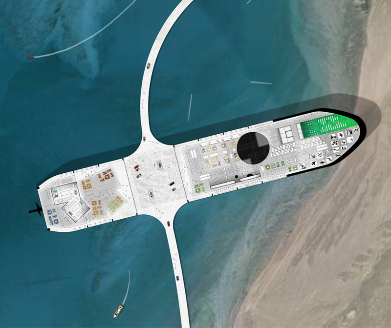 Illustration for article titled Here's One Way to Reuse Old Oil Tankers: Turn Them Into Small Cities